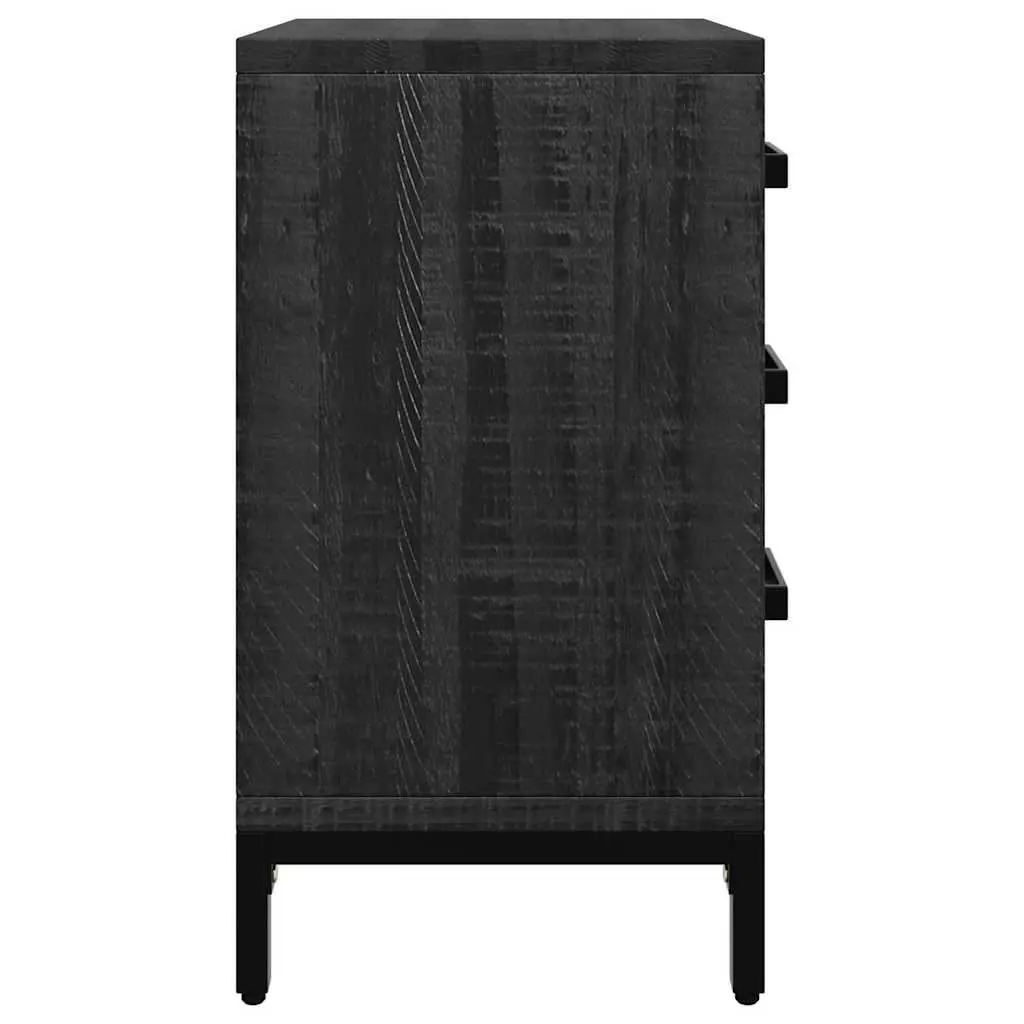 Bedside Table Vintage Industrial Solid Pinewood Black 40x30x55cm with Storage Drawer