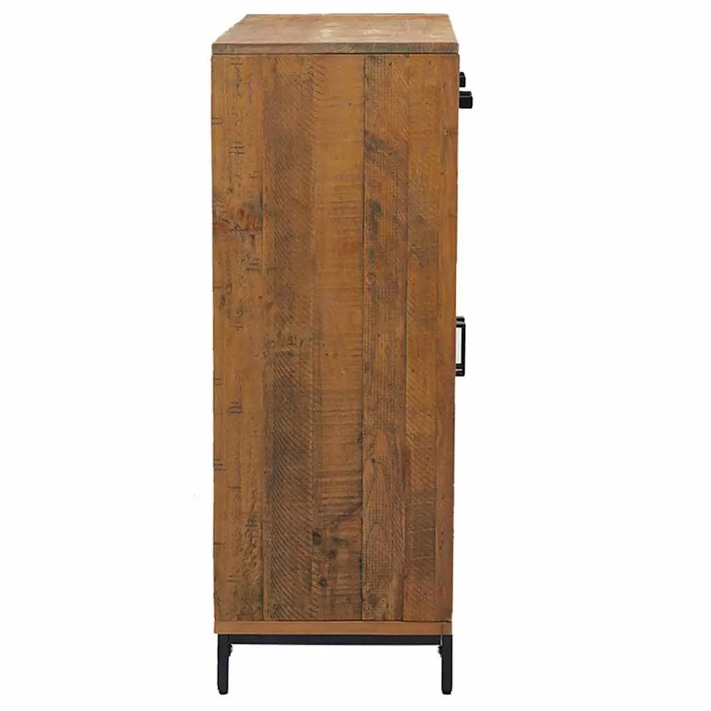 Shoe Storage Cabinet Brown Solid Pinewood 75x40x110 cm with 2 Drawers and 2 Compartments Stable Top Surface