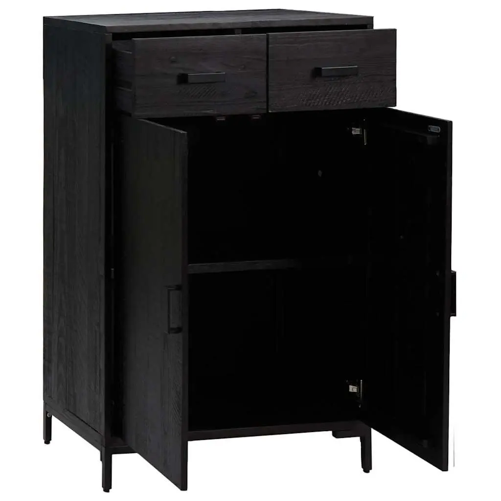 Shoe Rack Black 75x40x110 cm Storage Cabinet 2 Drawers 2 Compartments Wooden