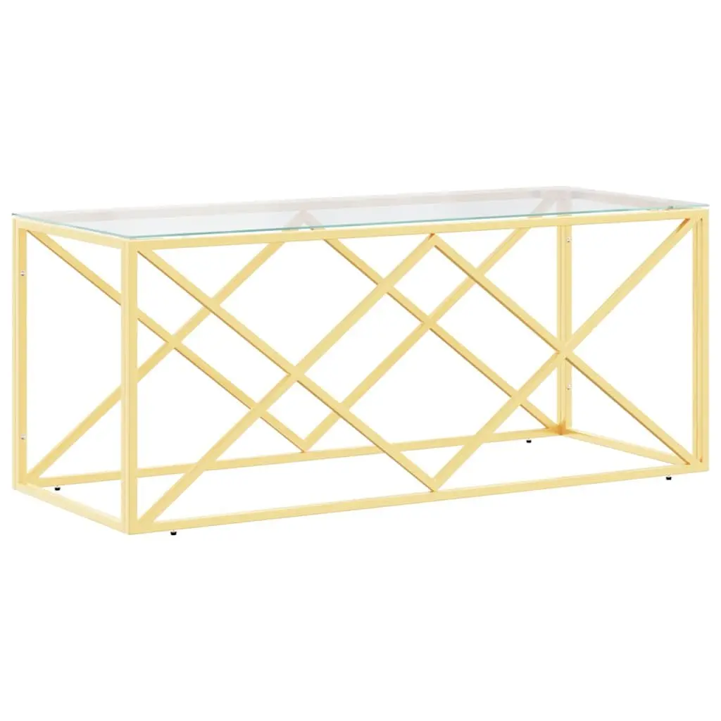 Coffee Table Stainless Steel Frame Glass Top 110 x 45 x 45 cm Gold