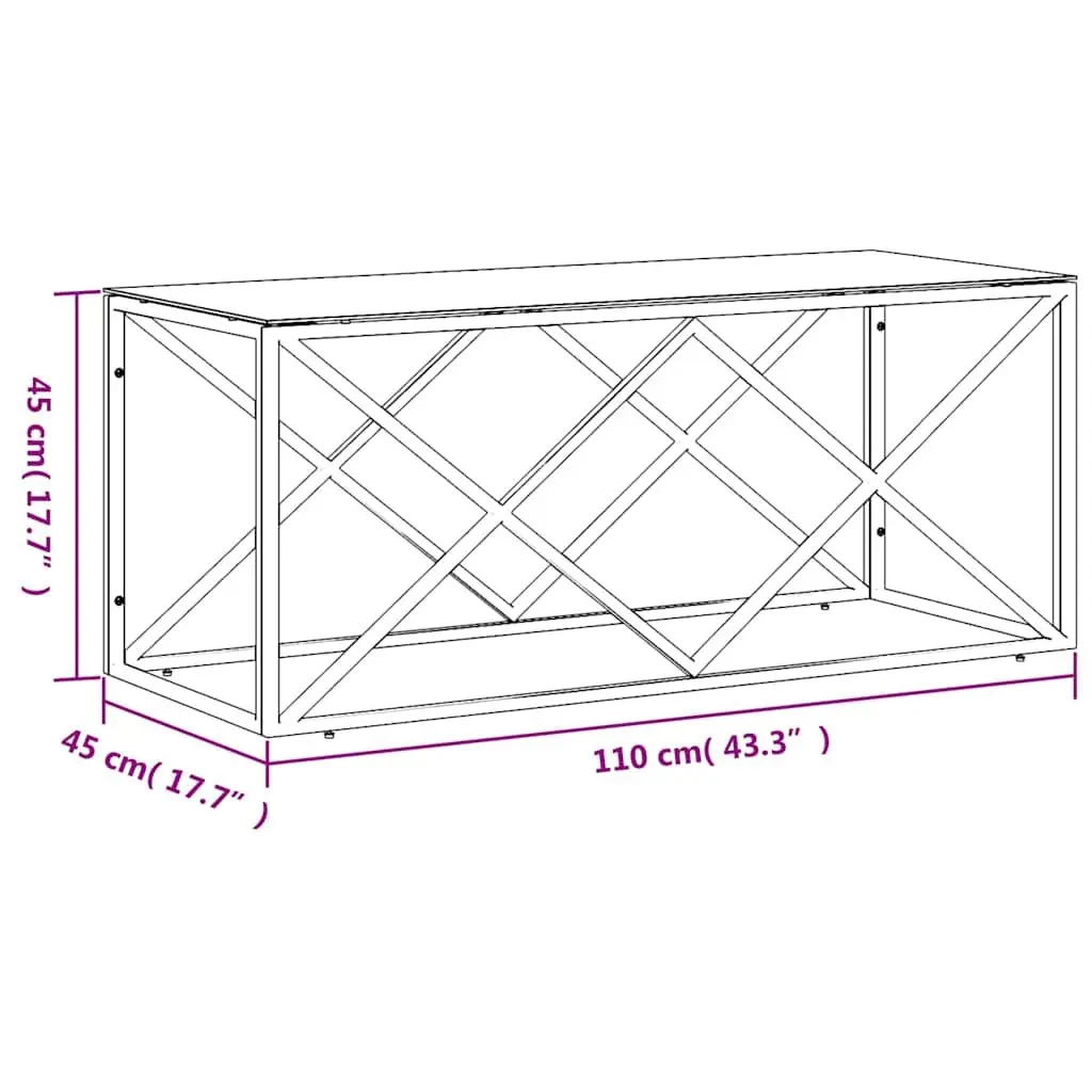 Coffee Table Stainless Steel Frame Glass Top 110 x 45 x 45 cm Gold