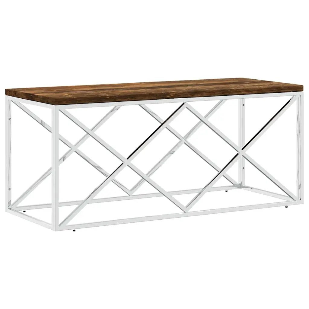 Coffee Table Reclaimed Wood Stainless Steel Frame Unique Living Room Accent