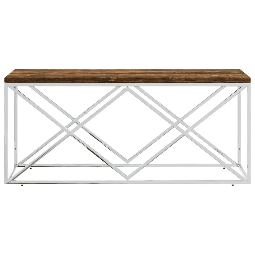 Coffee Table Reclaimed Wood Stainless Steel Frame Unique Living Room Accent