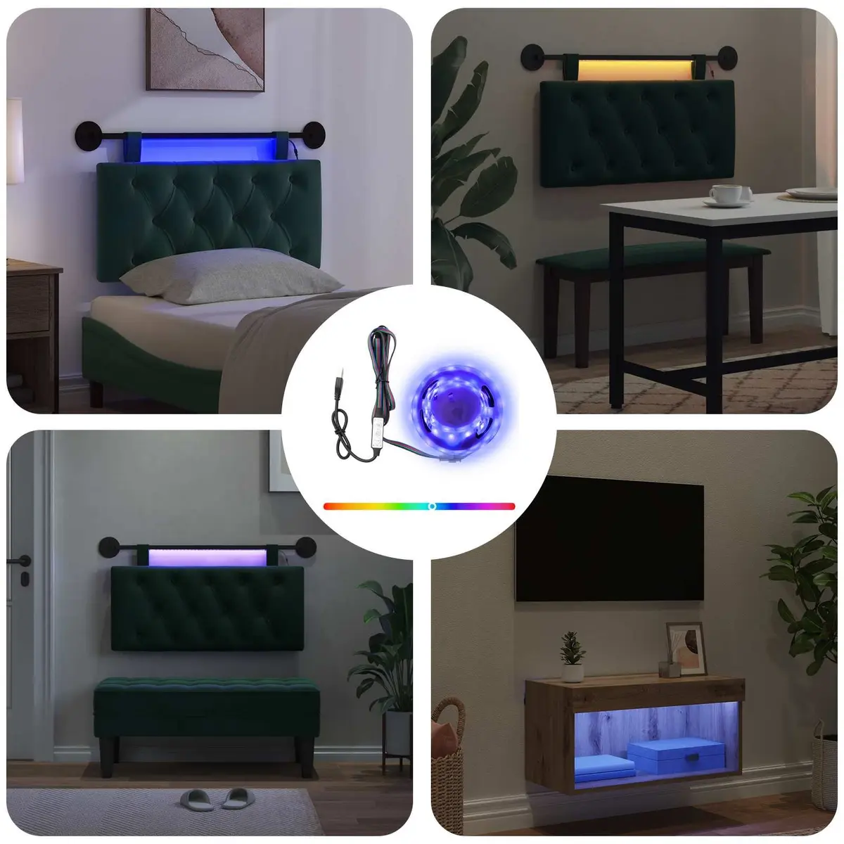 LED Strip Lights SMD5050 180 cm Black 2 pcs USB Indoor