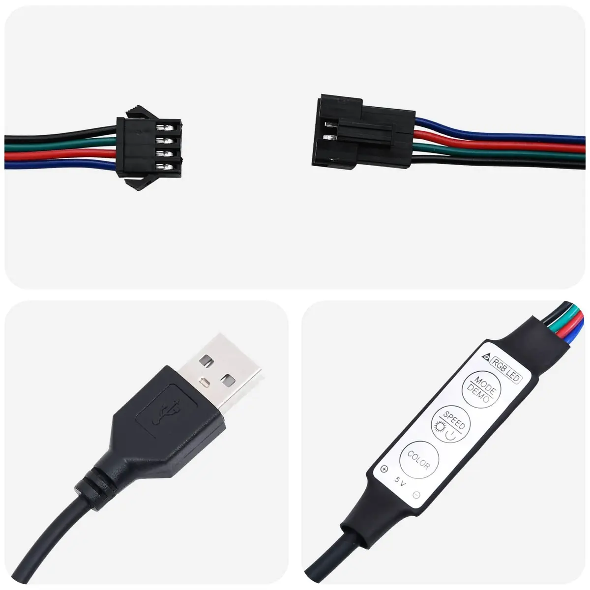 LED Strip Lights SMD5050 180 cm Black 2 pcs USB Indoor