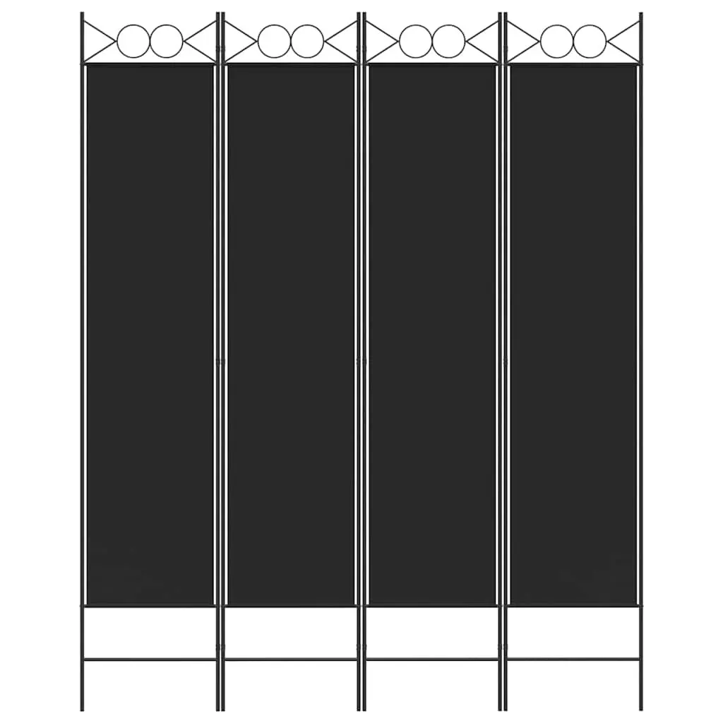 4-Panel Room Divider Screen Foldable Partition Wall Privacy Bedroom Fabric Black