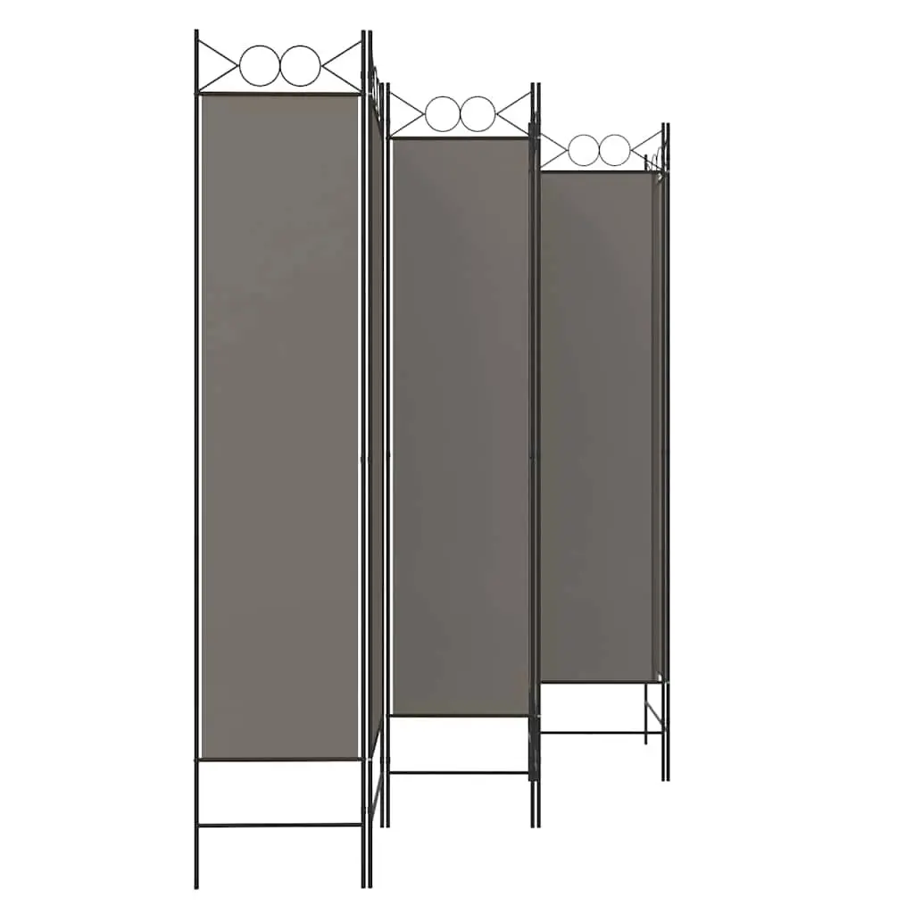 6-Panel Room Divider Fabric Foldable 240x200cm Anthracite