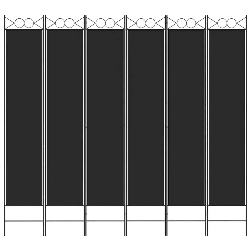 6-Panel Room Divider Folding Partition Privacy Separator Black 240x220cm