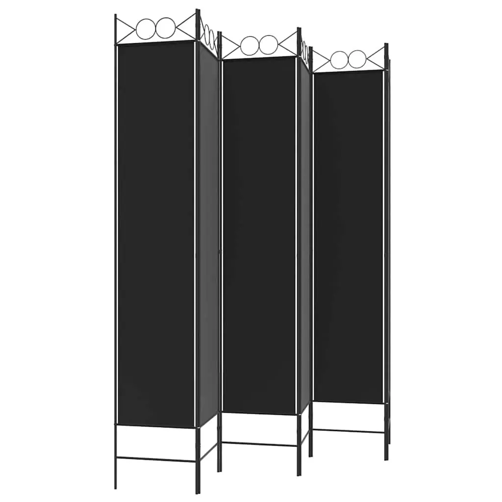 6-Panel Room Divider Folding Partition Privacy Separator Black 240x220cm