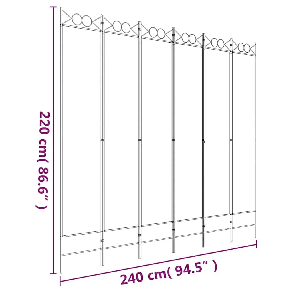 6-Panel Room Divider Folding Partition Privacy Separator Black 240x220cm