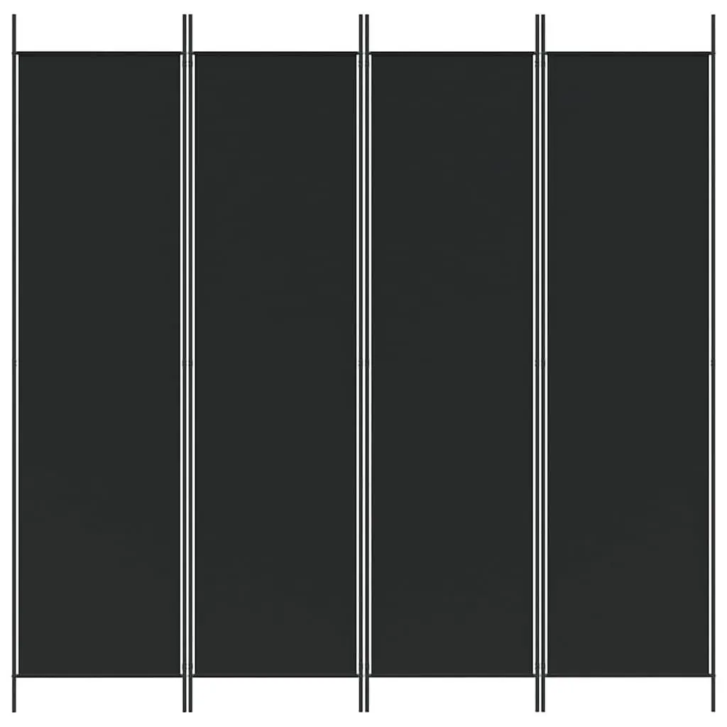 4 Panel Divider Screen Black Fabric Foldable 200x200cm Privacy Partition