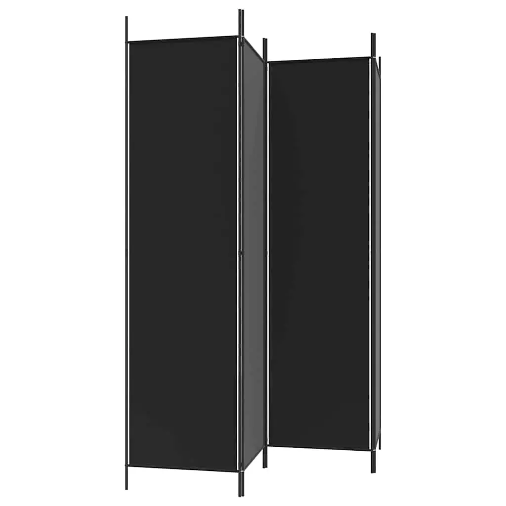 4 Panel Divider Screen Black Fabric Foldable 200x200cm Privacy Partition