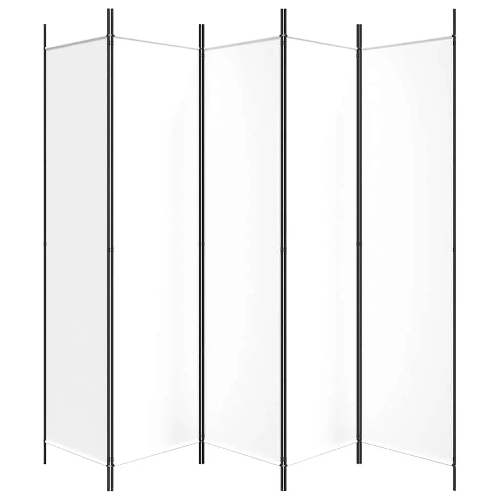 5-Panel Room Divider Folding Partition Fabric 250 x 200 cm White