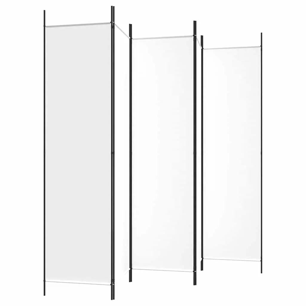 5-Panel Room Divider Folding Partition Fabric 250 x 200 cm White