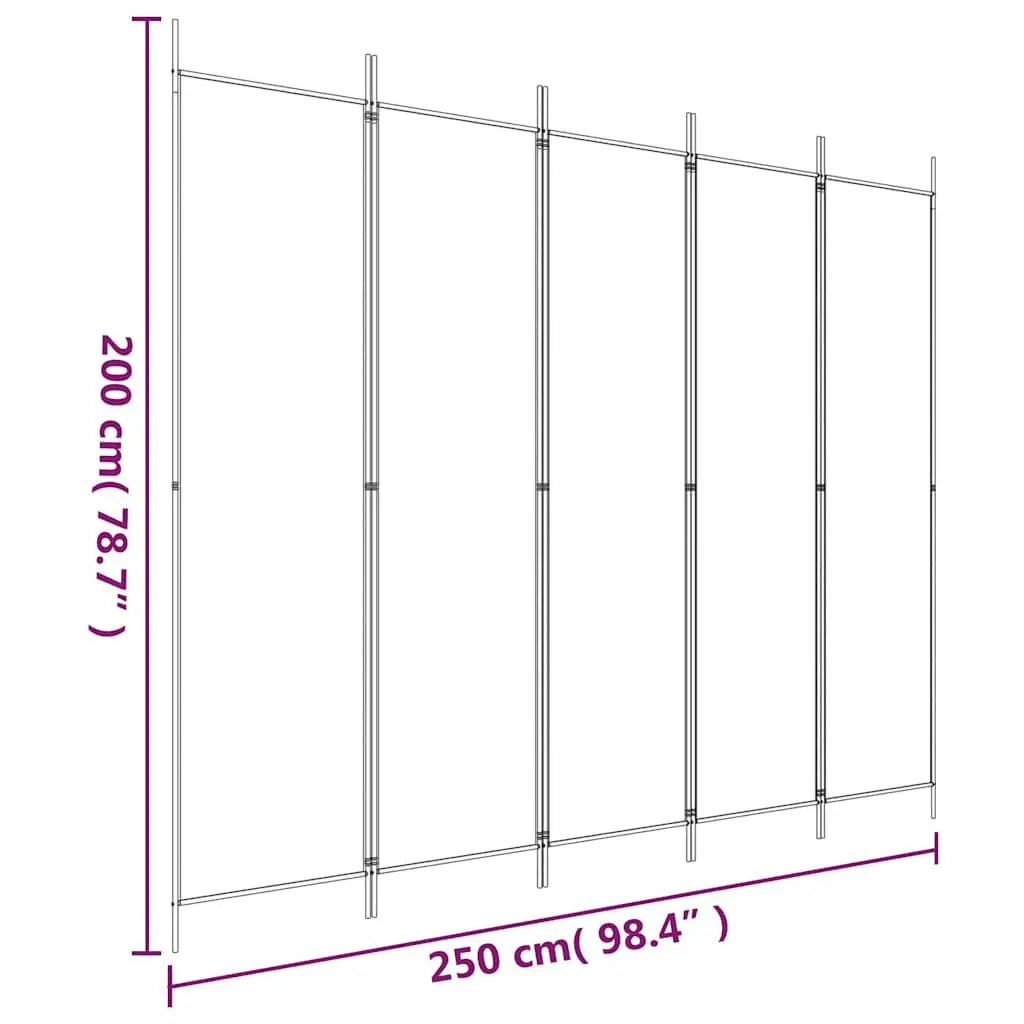 5-Panel Room Divider Screen Foldable Fabric 250 x 200 cm Anthracite