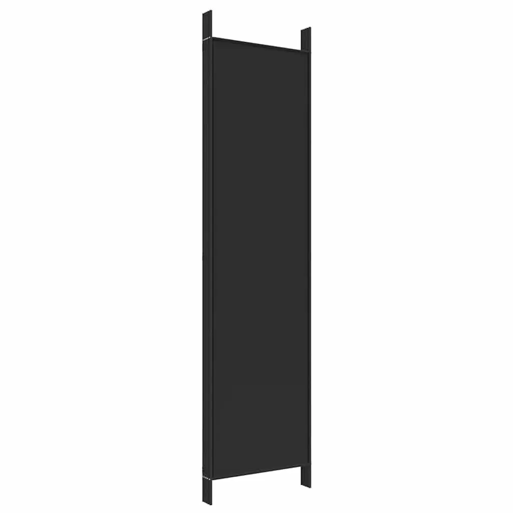 5-Panel Room Divider Folding Fabric Partition Black Iron Frame