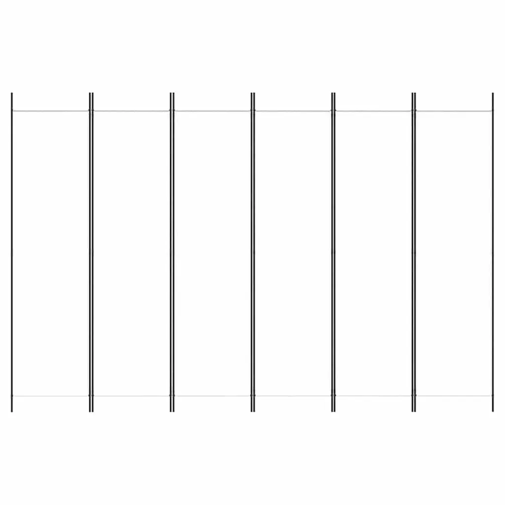 6 Panel Folding Room Divider White Polyester Privacy Screen 300x200 cm