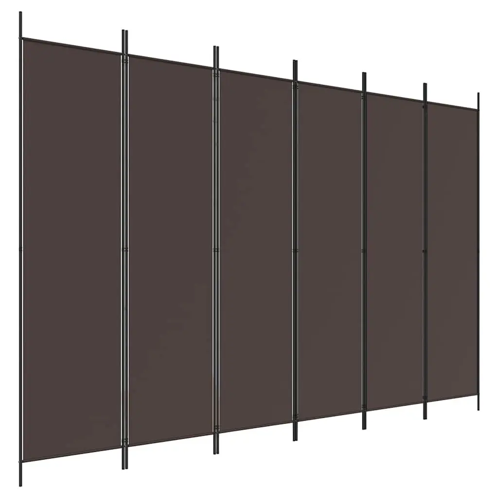 Room Divider Screen Brown Fabric 300x200cm Folding 6-Panel Privacy Partition