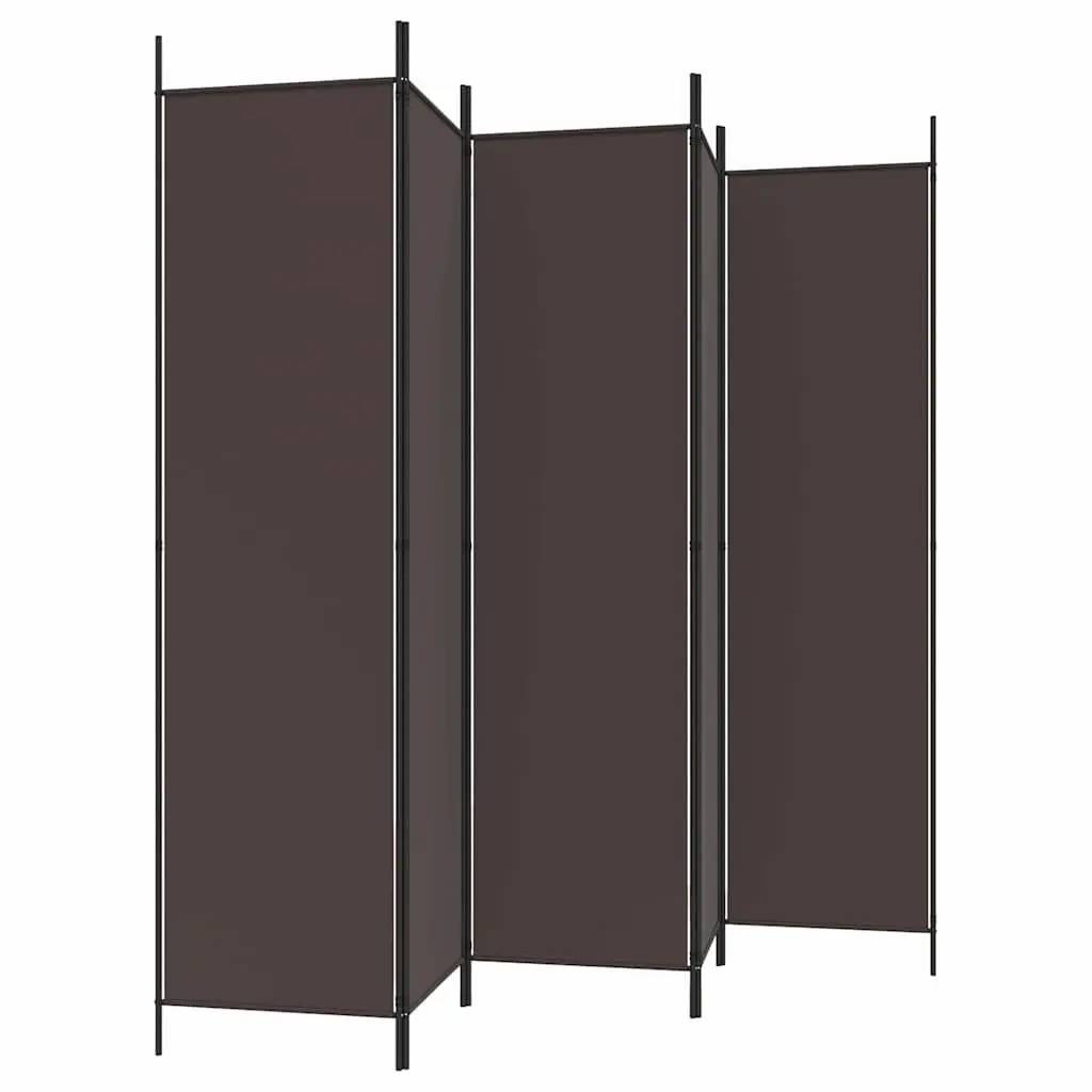 Room Divider Screen Brown Fabric 300x200cm Folding 6-Panel Privacy Partition