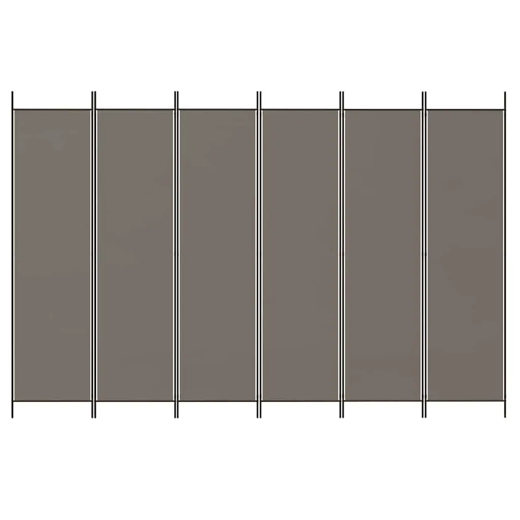 Room Divider 6-Panel Folding Screen Iron Polyester 300x200cm Anthracite