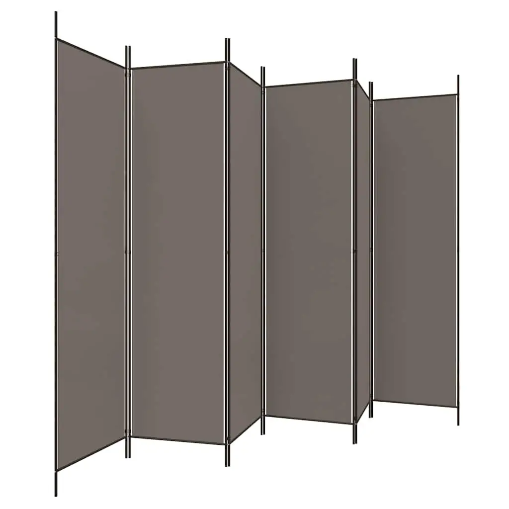 Room Divider 6-Panel Folding Screen Iron Polyester 300x200cm Anthracite