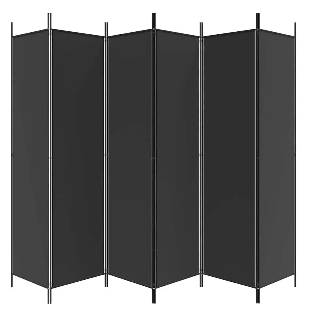 6-Panel Folding Room Divider Screen Polyester Iron 300x200cm Black