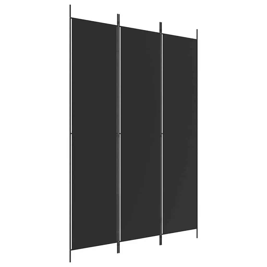 3-Panel Room Divider Screen Foldable Privacy Partition Fabric Black 150x220cm