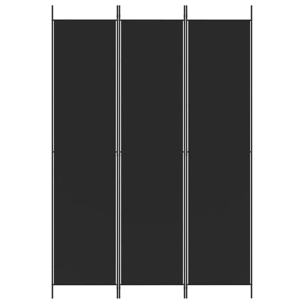 3-Panel Room Divider Screen Foldable Privacy Partition Fabric Black 150x220cm
