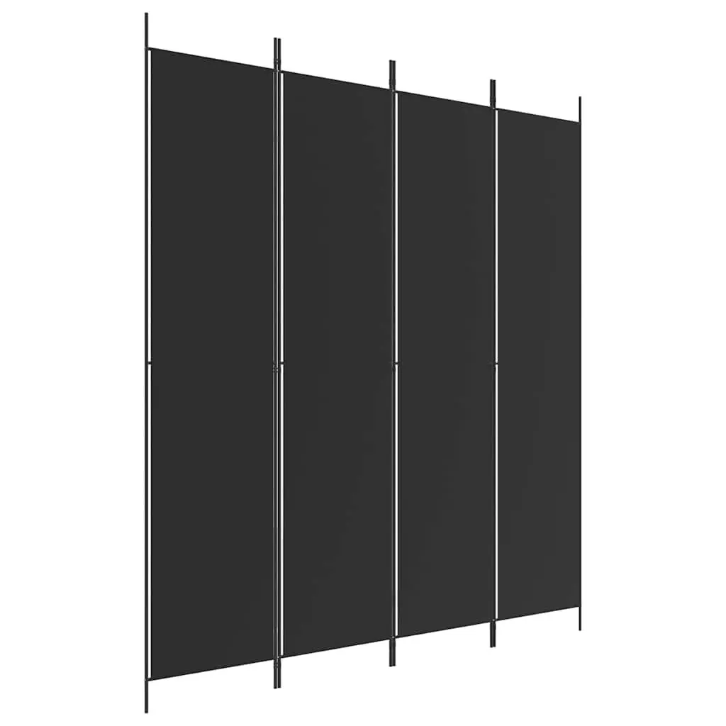 4-Panel Black Fabric Room Divider for Home Use