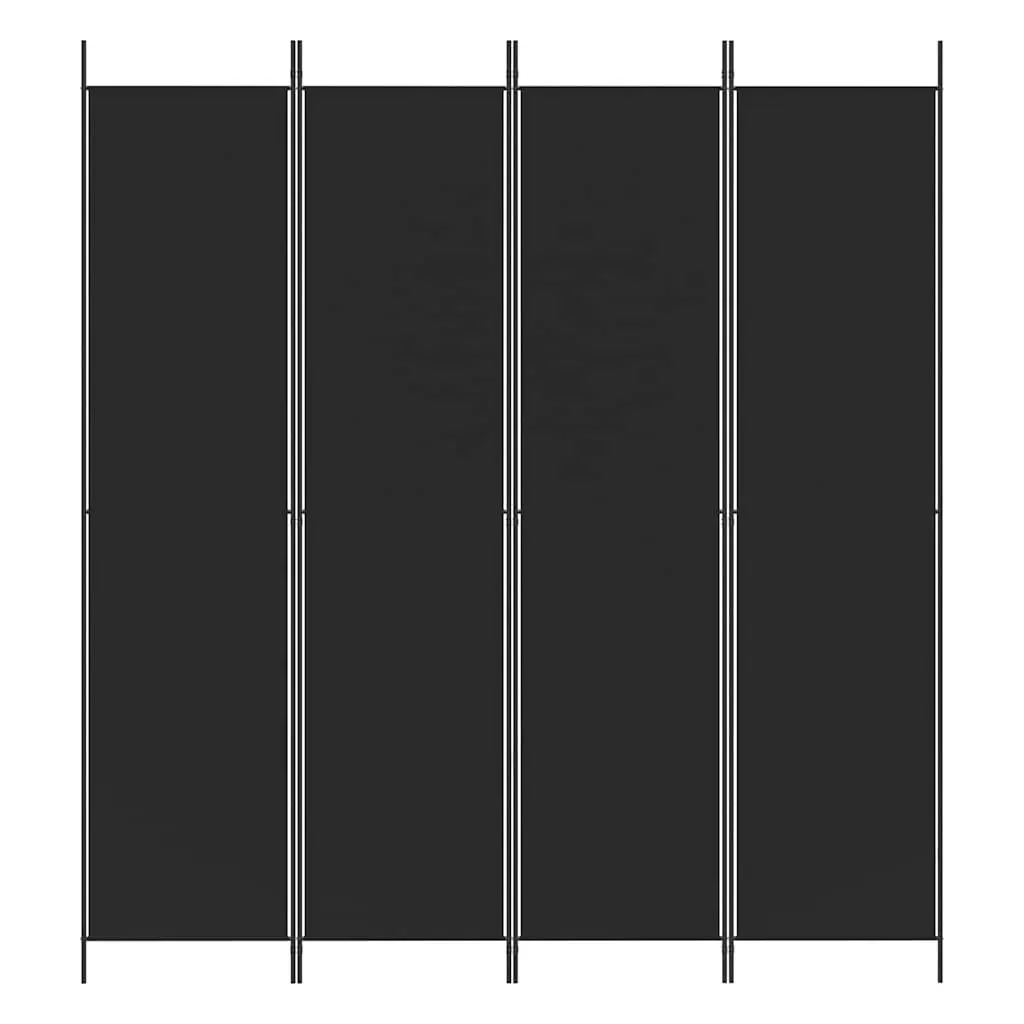 4-Panel Black Fabric Room Divider for Home Use