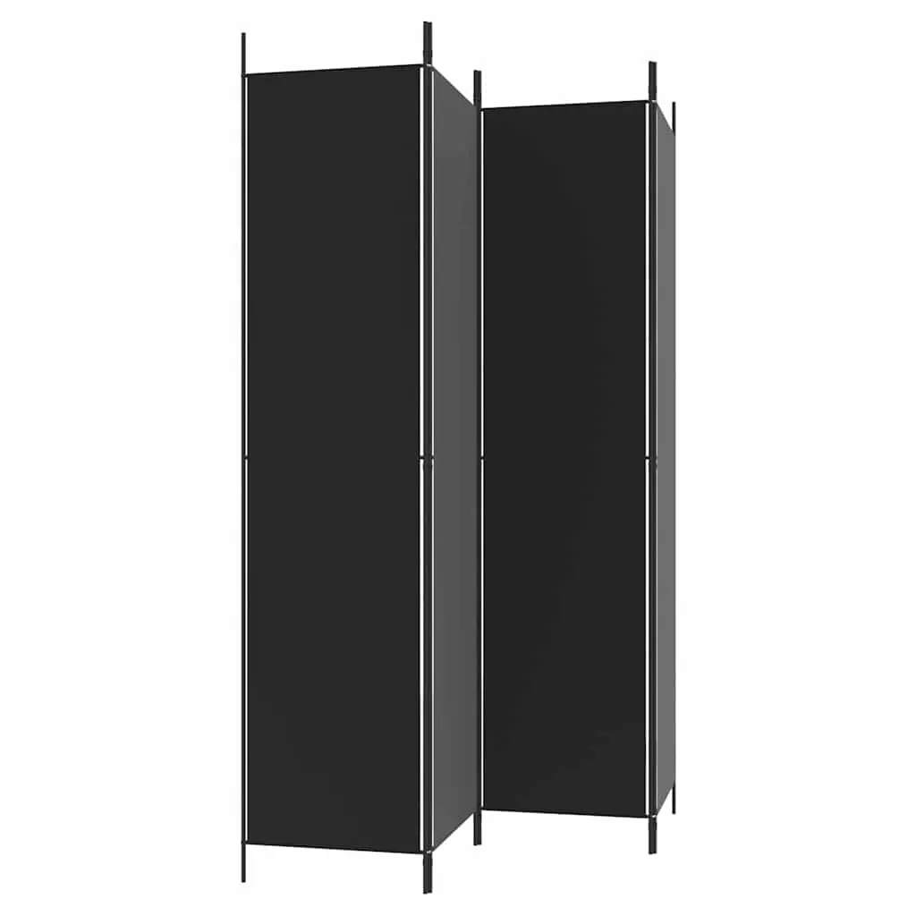4-Panel Black Fabric Room Divider for Home Use