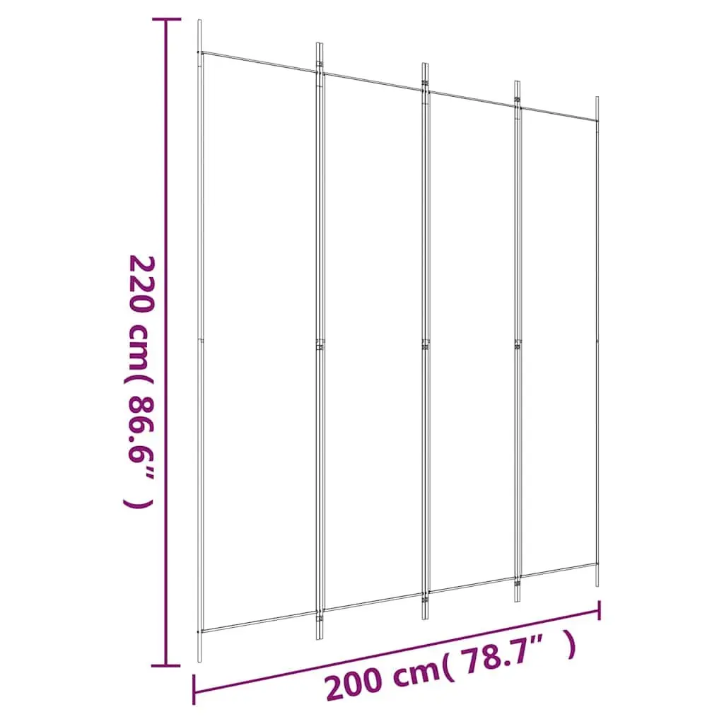 4-Panel Black Fabric Room Divider for Home Use