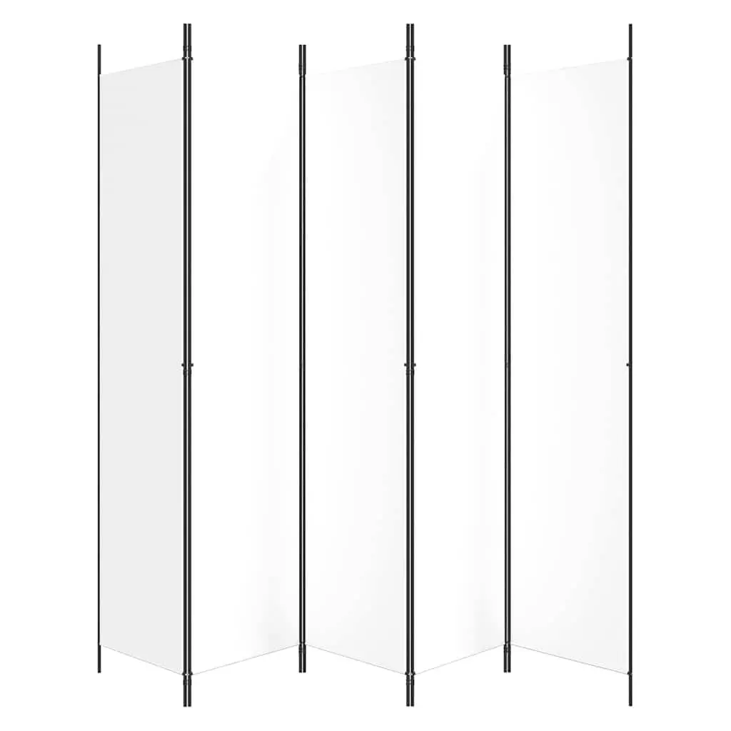 5-Panel Room Divider Folding Privacy Partition Fabric 250x220cm White