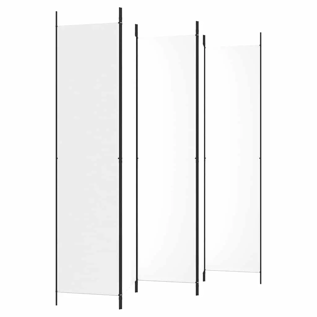 5-Panel Room Divider Folding Privacy Partition Fabric 250x220cm White