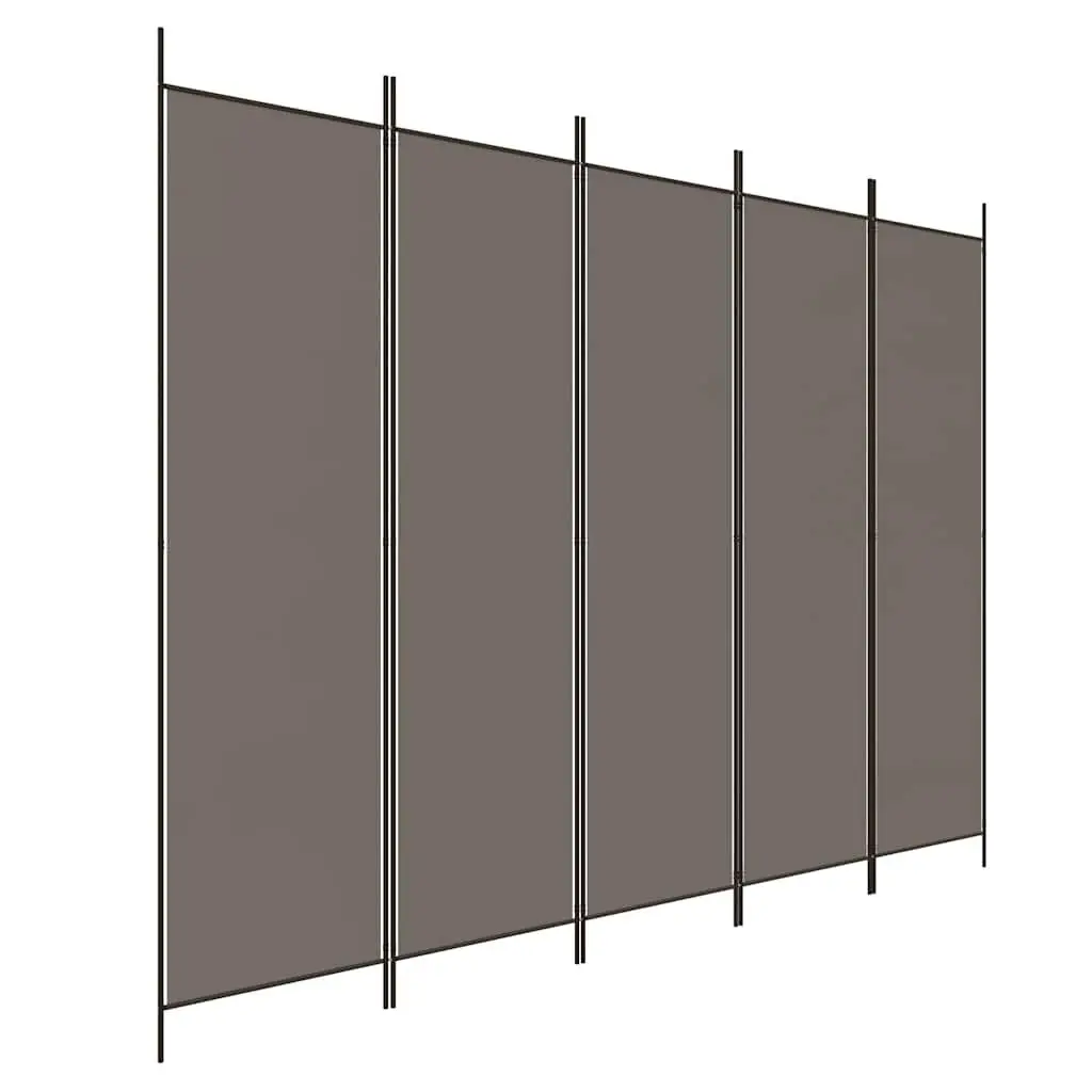 5-Panel Room Divider Fabric Foldable Anthracite 250 x 220 cm