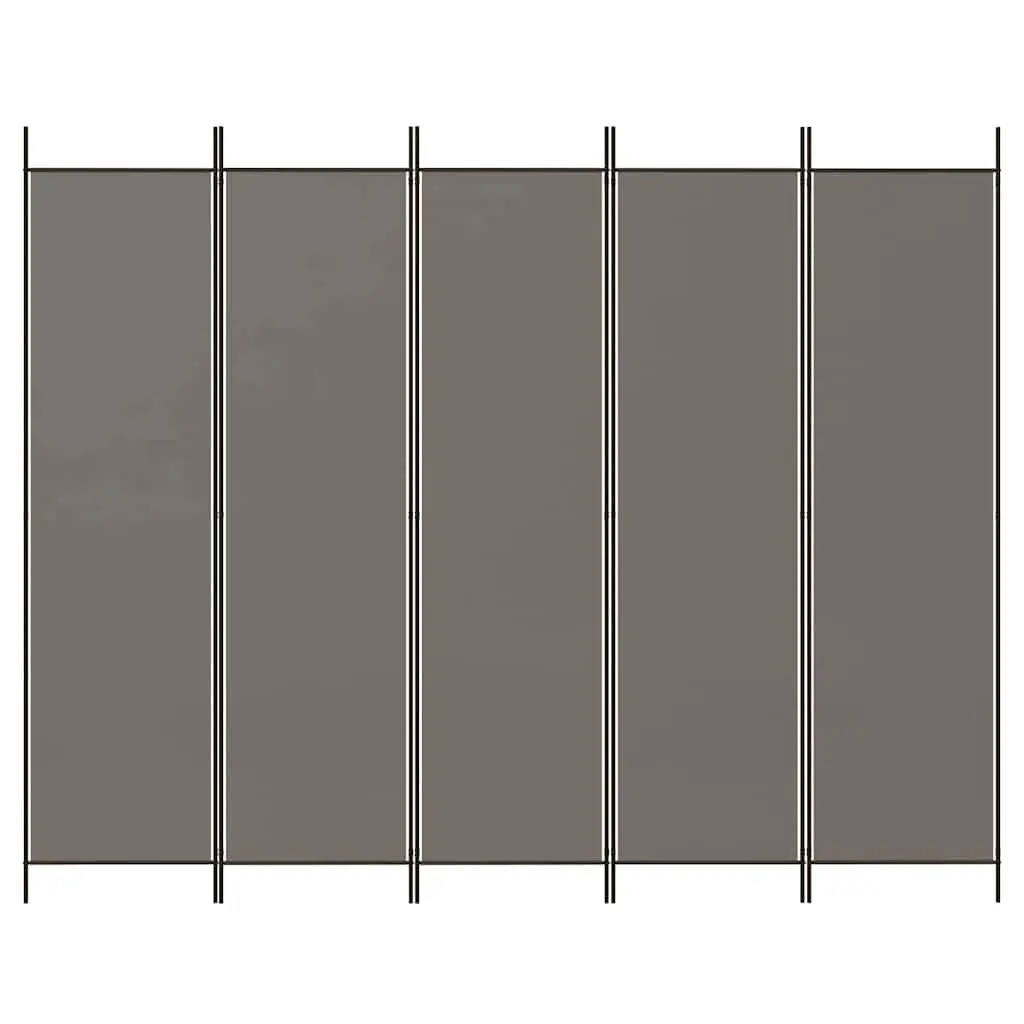 5-Panel Room Divider Fabric Foldable Anthracite 250 x 220 cm