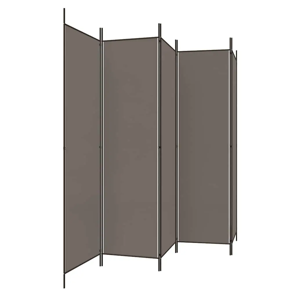 5-Panel Room Divider Fabric Foldable Anthracite 250 x 220 cm