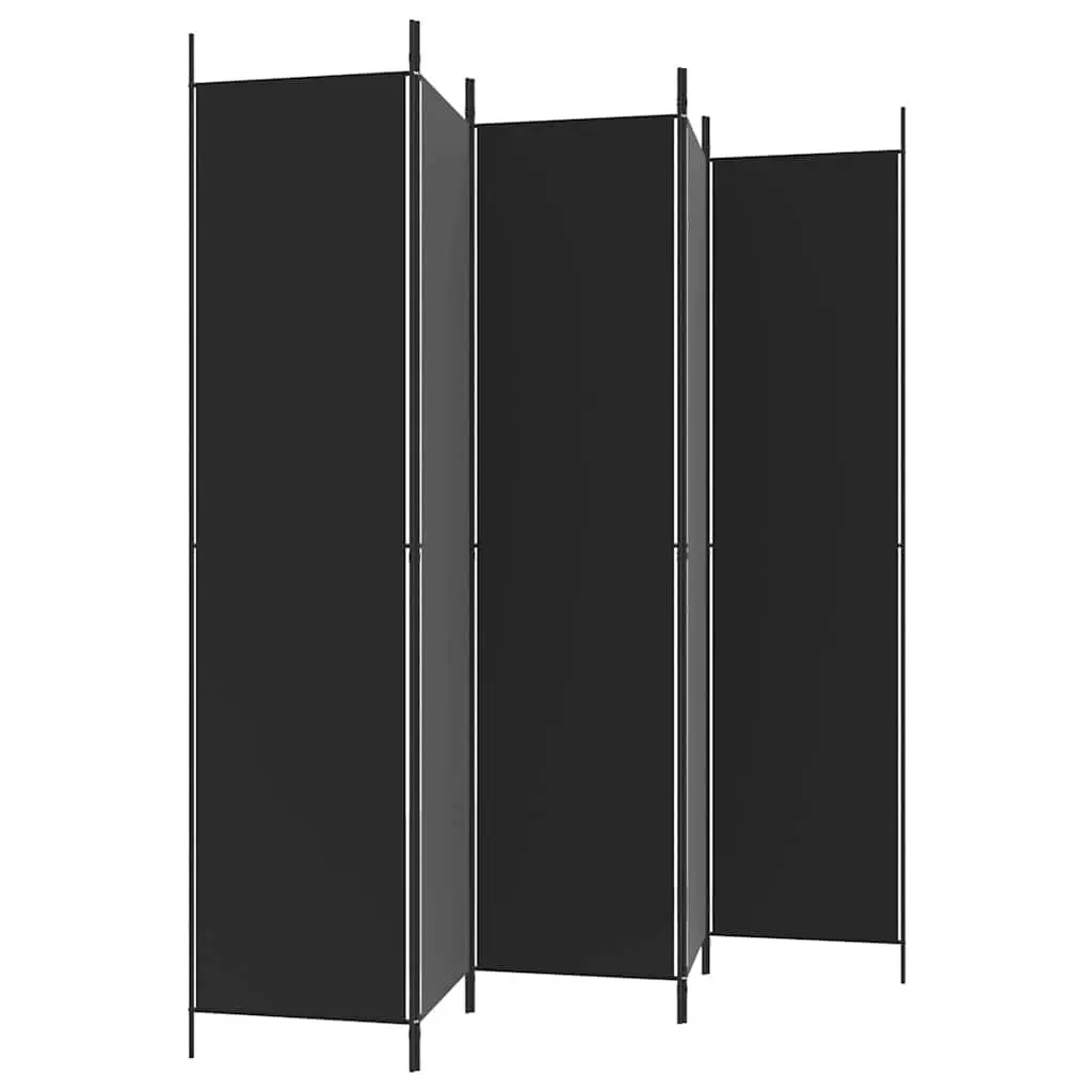 Room Divider Fabric 5-Panel Foldable Privacy Partition Black 250x220 cm