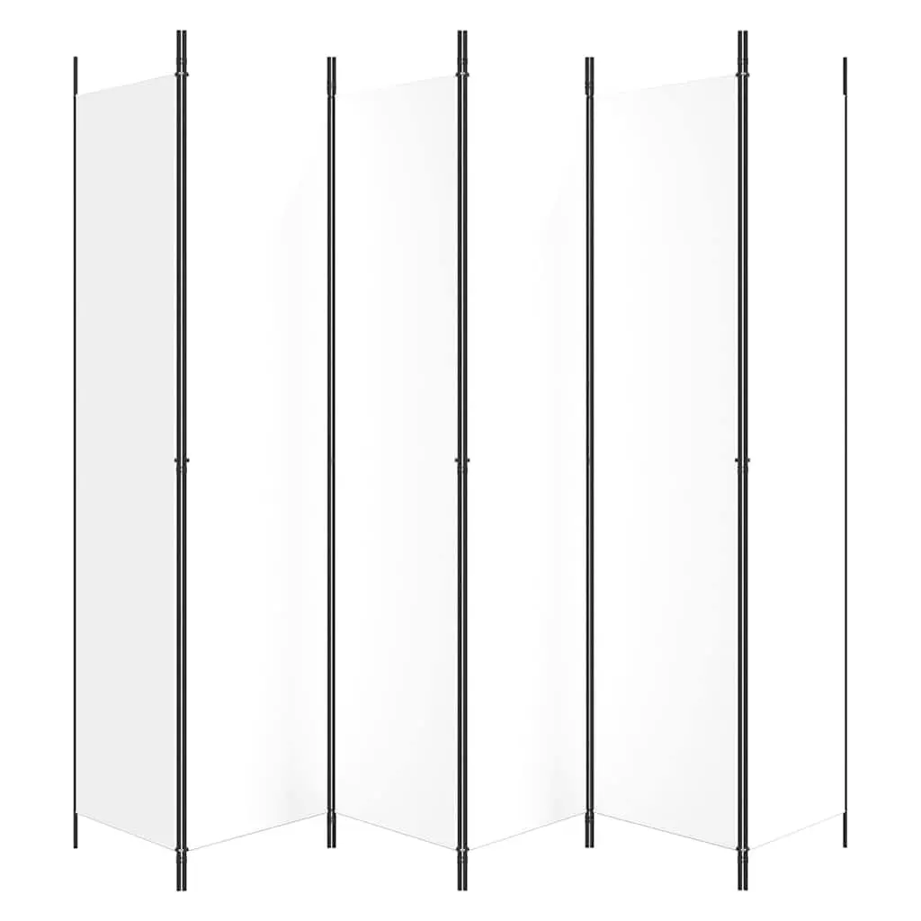 6 Panel Folding Screen Room Divider Fabric Privacy Partition White 300x220cm