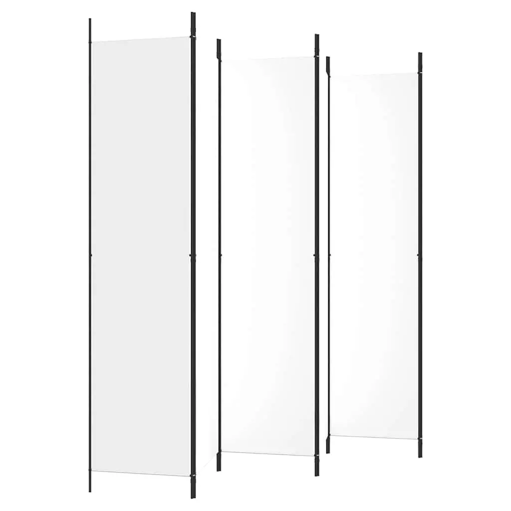 6 Panel Folding Screen Room Divider Fabric Privacy Partition White 300x220cm