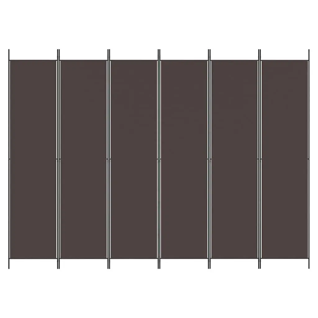 6-Panel Room Divider Fabric Brown 300x220cm Foldable Partition Screen Privacy Separator
