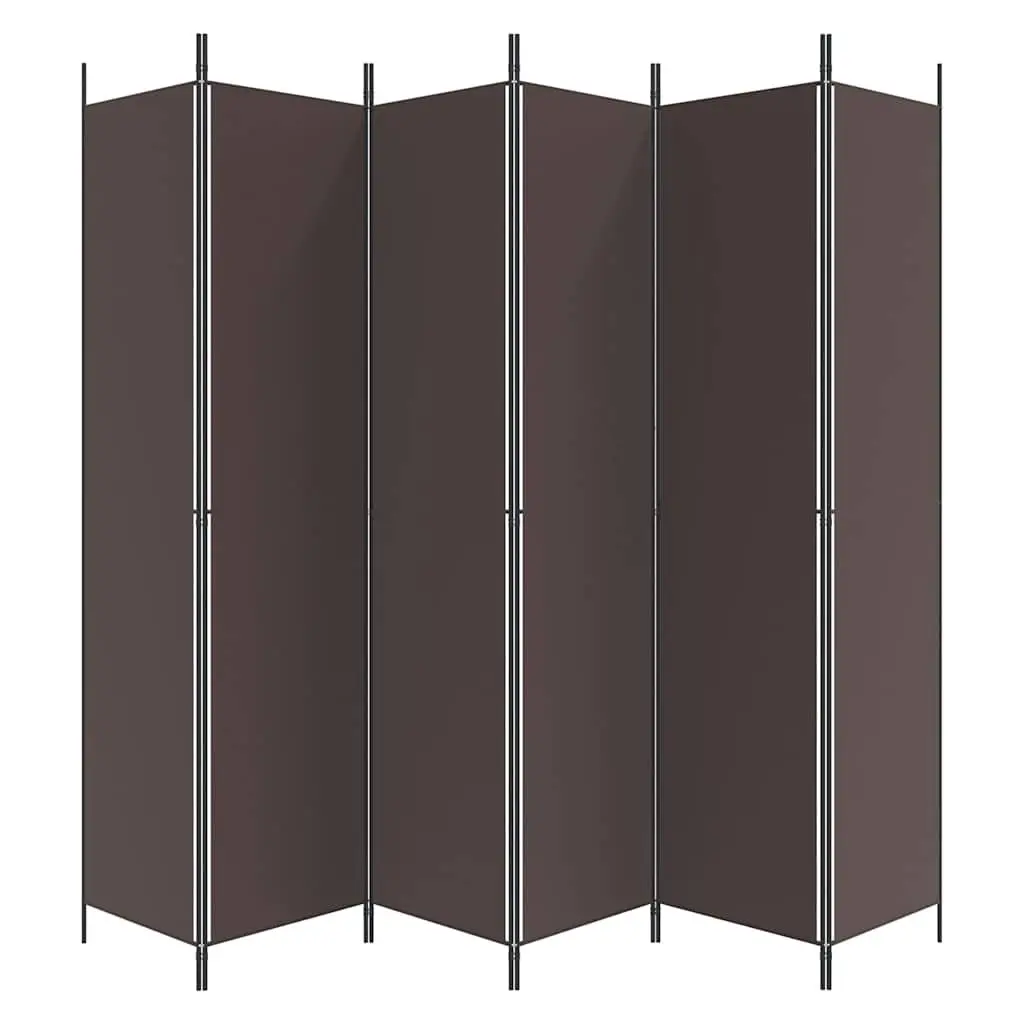 6-Panel Room Divider Fabric Brown 300x220cm Foldable Partition Screen Privacy Separator
