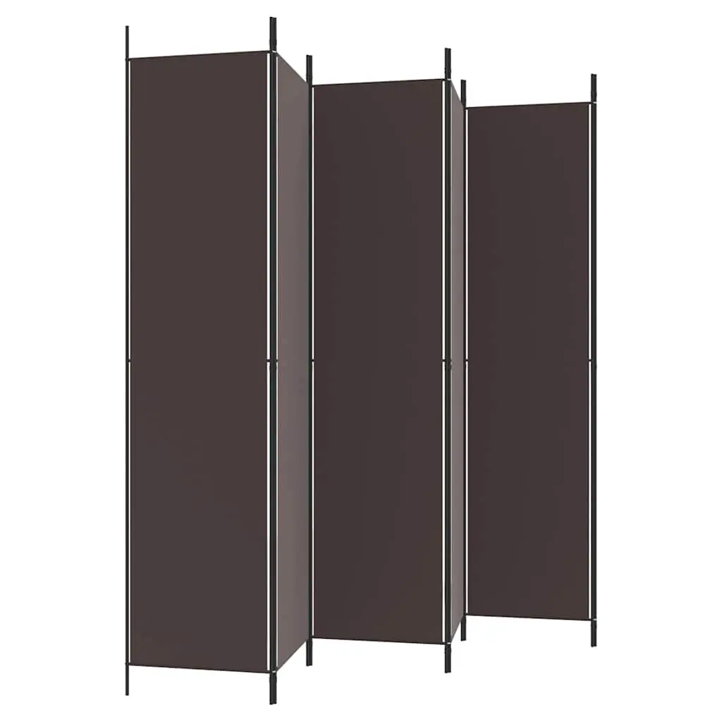 6-Panel Room Divider Fabric Brown 300x220cm Foldable Partition Screen Privacy Separator