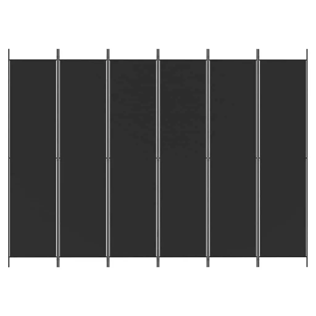 6-Panel Room Divider Fabric 300x220cm Foldable Black