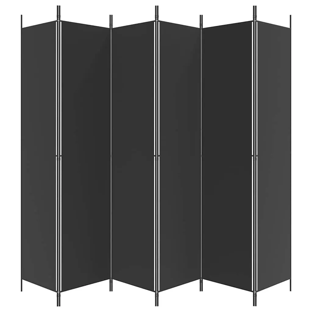 6-Panel Room Divider Fabric 300x220cm Foldable Black