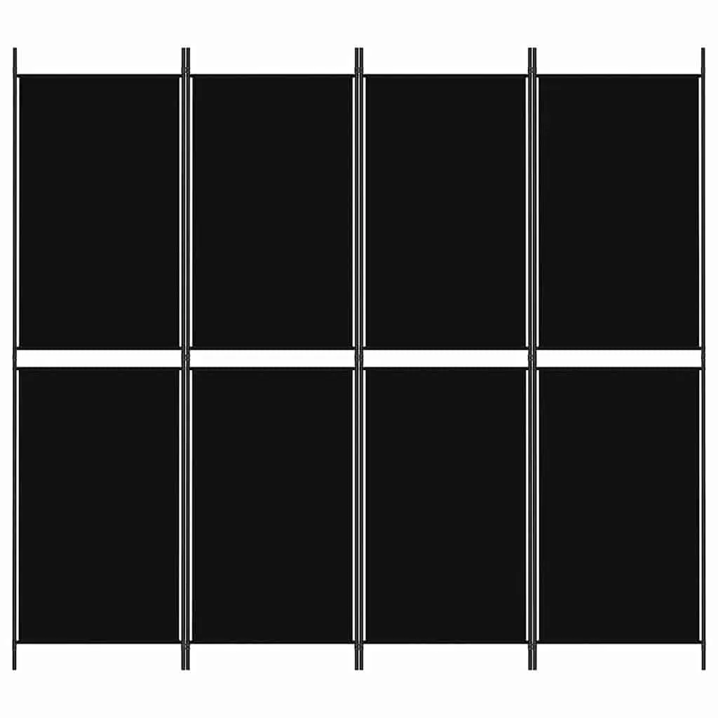 4-Panel Room Divider Screen Folding Partition Privacy Wall Black 200x180cm