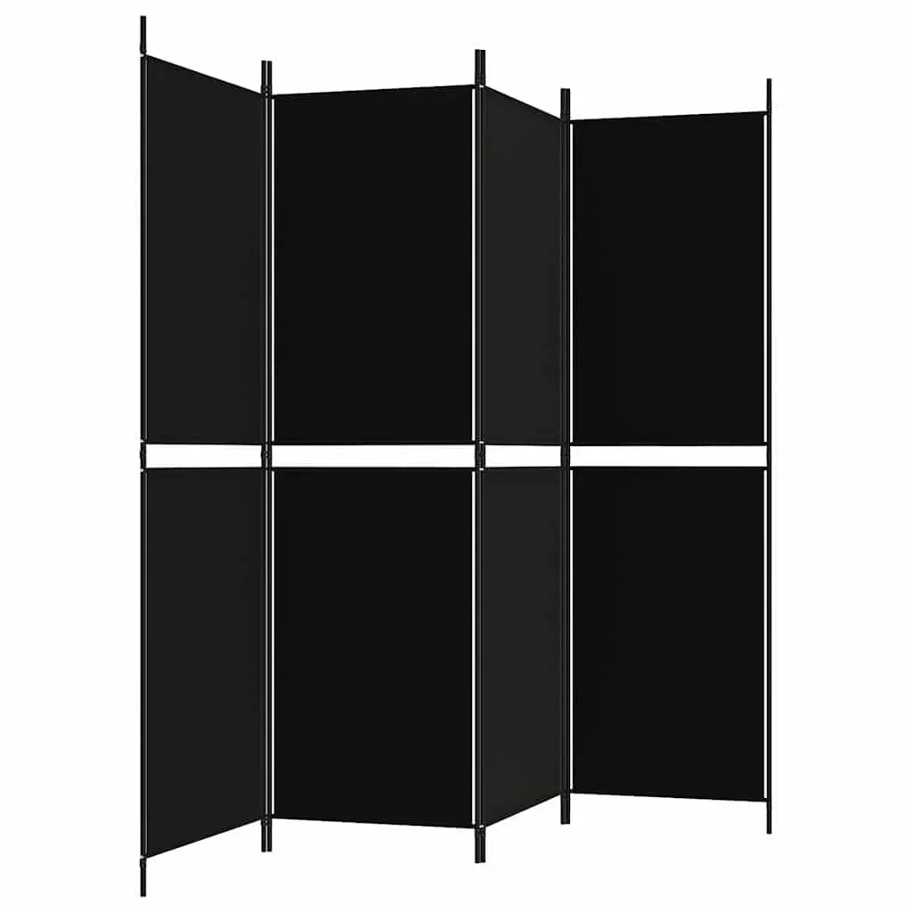 4-Panel Room Divider Screen Folding Partition Privacy Wall Black 200x180cm