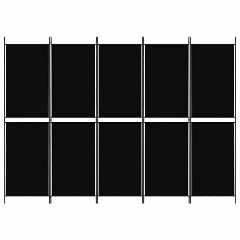 Room Divider Fabric 5-Panel Folding Privacy Screen 250 x 180 cm Black