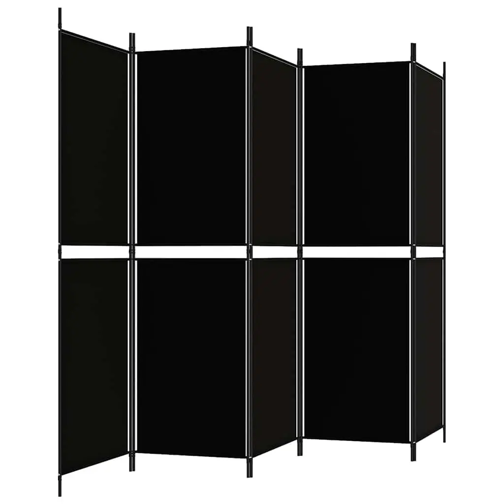 Room Divider Fabric 5-Panel Folding Privacy Screen 250 x 180 cm Black