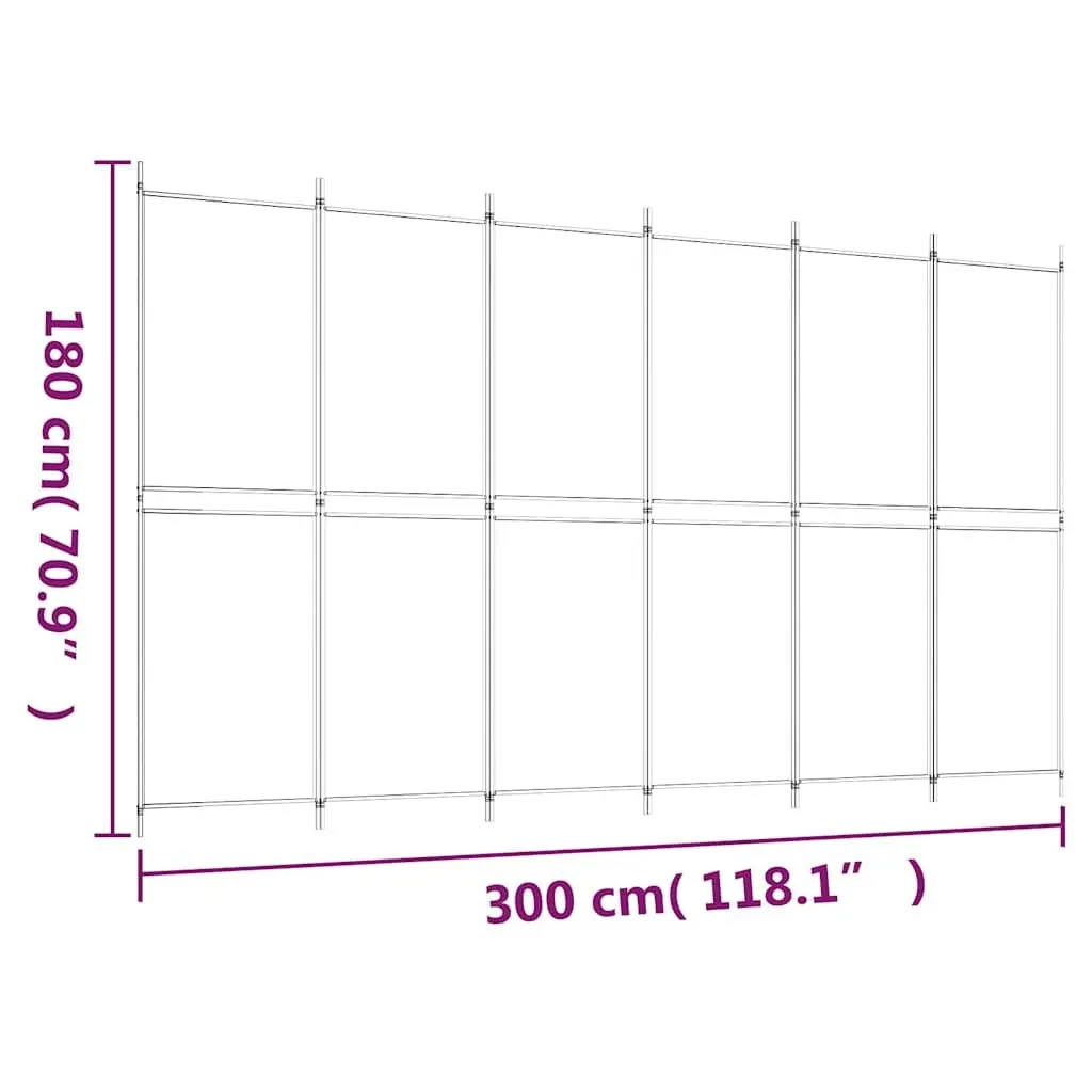 Room Divider Fabric 6-Panel Folding Screen 300x180cm Anthracite